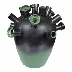 Black and green glazed pottery vase